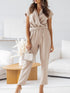 Surplice Cap Sleeve Tie Waist Jumpsuit - Odaingerous